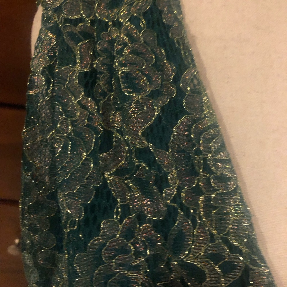 Lulu's Teal Green Lace Plunge Mini Dress - Picture 5 of 11